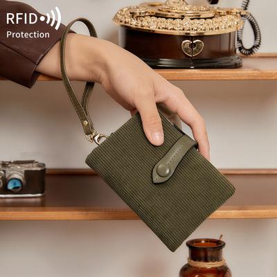 Neues Diebstahlschutz-Bürsten-Damenportemonnaie gestreifte kurze Geldbörse multifunktionale modische Clutch