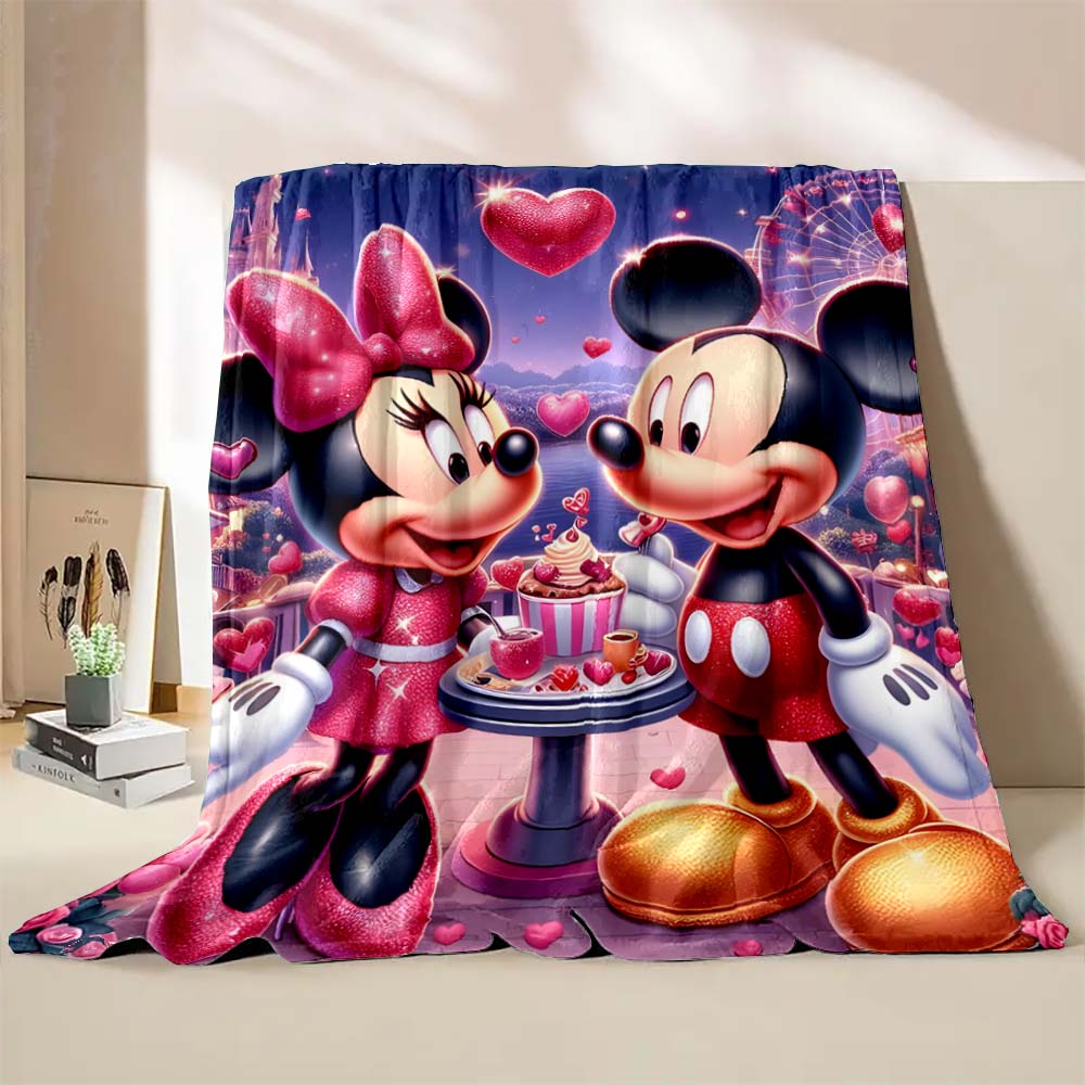 3D Mickey and Minnie Mouse Blankets Ultra Soft Cozy Blanket Lightweight Fleece Fuzzy Plush Throw Blankets for Bed Chair Gifts