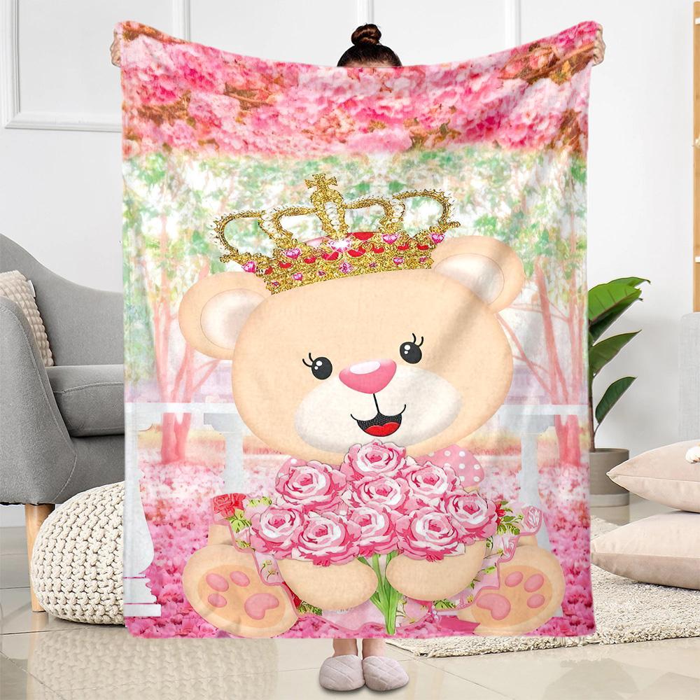 Pink Bunny In Flowers Blankets are suitable for living rooms,making them an ideal choice for outdoor travel and gifts.