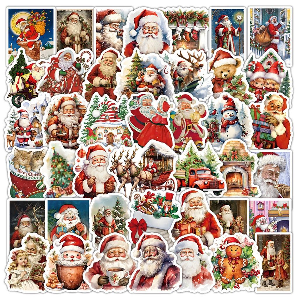 50pcs Retro Christmas Stickers Selling Computer Ledger Mobile Phone Case Luggage Christmas Gift Stickers
