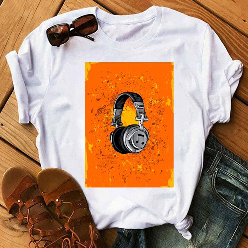 Music Note Heart Pinted T Shirt Fashion Women T Shirt 90S Girls Ladies Tops Cute Short Sleeve Tee Shirts Women T-Shirt Clothing