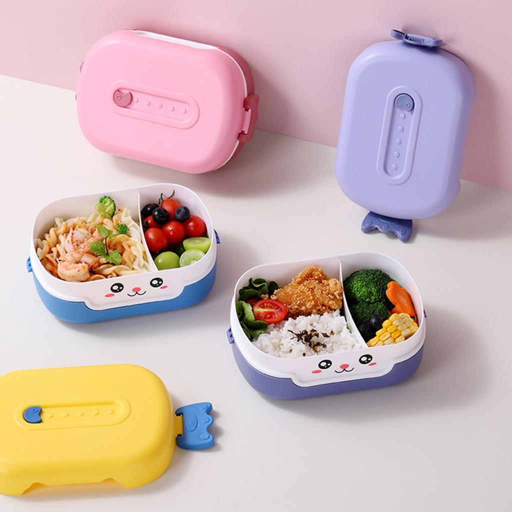 Lunch Box Durable Cartoon Design Bento Box Leak-Proof Double-layer Insulation Food Container for Kids Adults