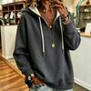 Women's Casual V-Neck Hoodie Color Pullover