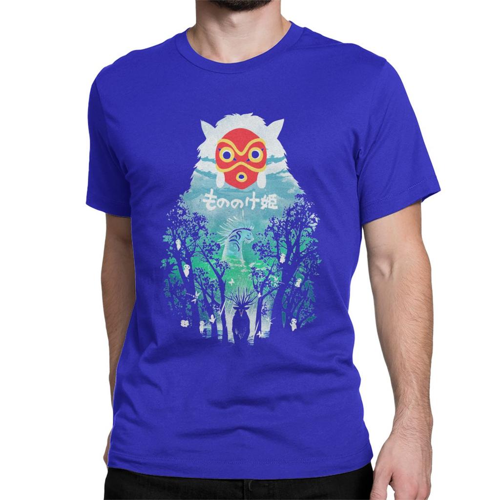 Vintage River Flows In You T Shirt For Men Pure Cotton T Shirts Princess Mononoke Ghibli