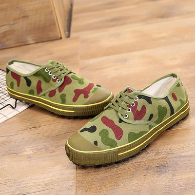 Liberation Schuhe Herren Rutschfest Abriebfest Arbeit Verdickte Gummischuhe Low-Top Camouflage Canvas Sommer Arbeit Arbeitsschutz Trainingsschuhe