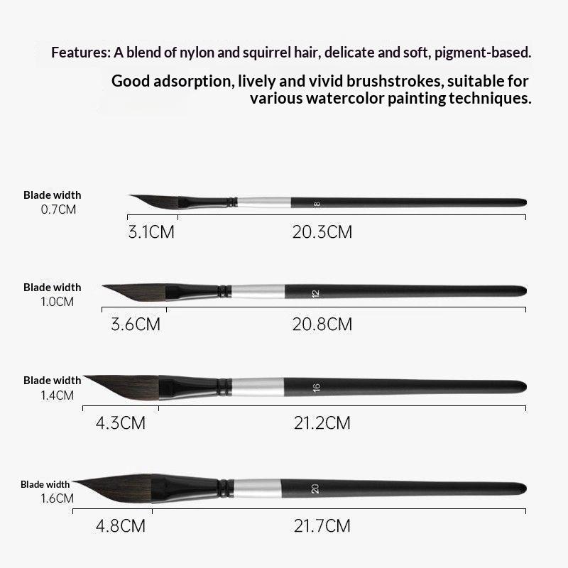 1/4Pcs Hand-Painted Art Drawing Brush Pull Wire Paint Brush Gouache Nylon Hair Knife-Shaped Watercolor Pens Water Painting Pen