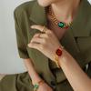 China Custom Made Trending Luxury Fashion Crystal Stainless Steel  Plated Gold Necklaces Bracelet Jewelry Set