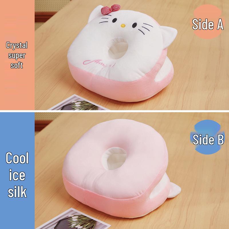 Cartoon Ice Silk Double-Sided Neck and Nap Pillow for Students and Office Use