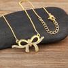 Nidin Korea Popular Bowknot Shape Shine Zircon Fine Pendant Necklace 7 Styles For Female Fashion Cute Chain Choker Jewelry Gifts