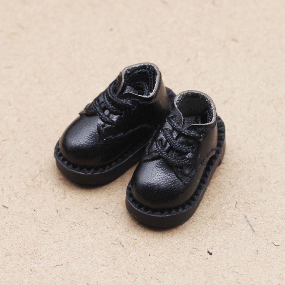 1Pair PU Leather Doll PU Leather Shoes Round Toe BJD Doll PU Shoes 1/12 Bjd Doll Shoes  ob11 Doll