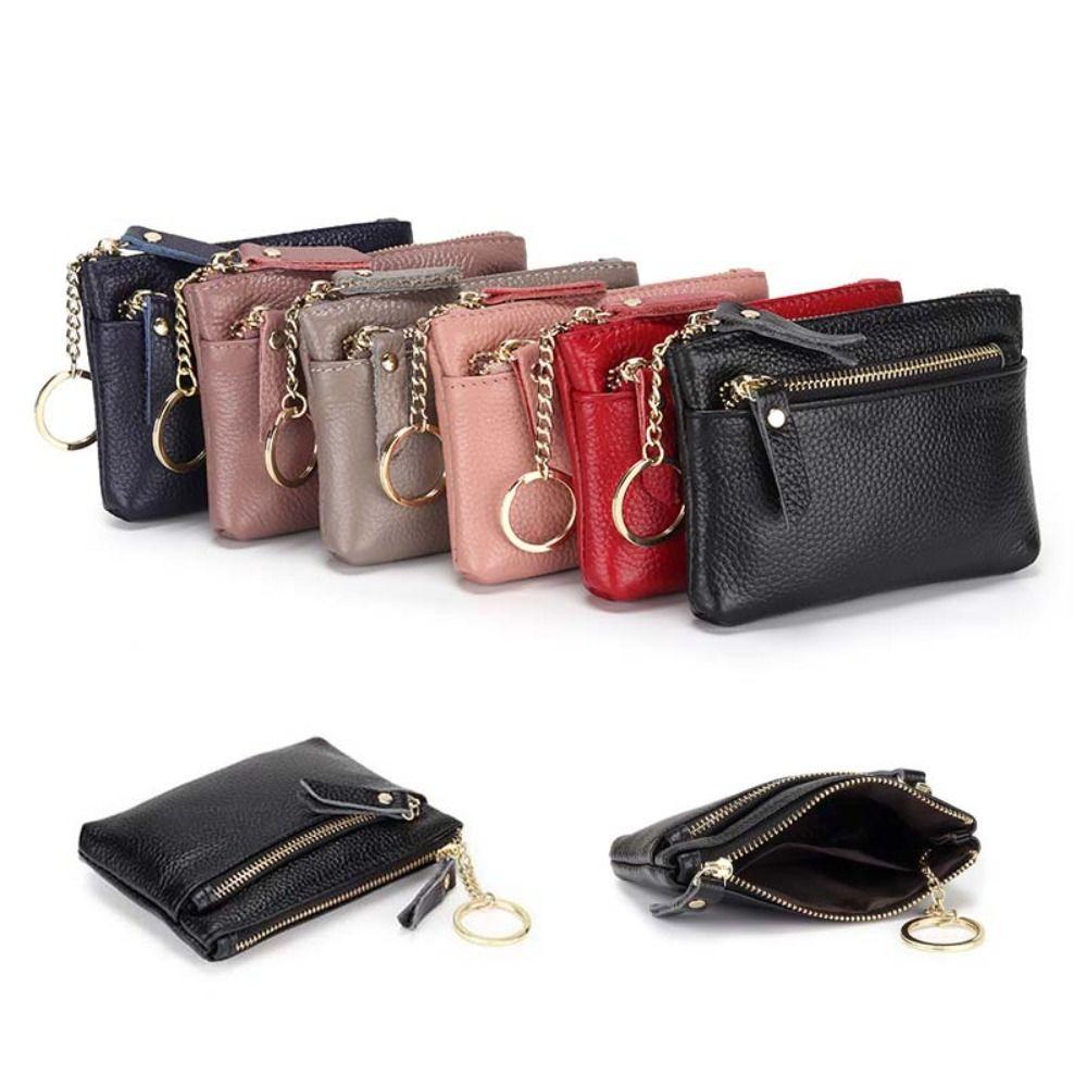 Hand Clutch Small Cowhide Wallets Zipper Lipstick Storage Bag Money Pocket Pu Coin Purse Daily