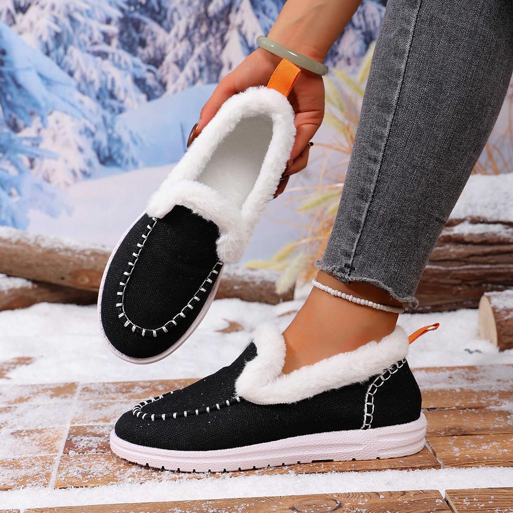 Winter new thick-soled snow boots women's fleece thickened fluff warm large size sewn bag women's cotton shoes