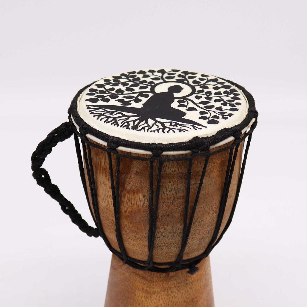 Djembe Drum Wide Top Buddha Design 13cm