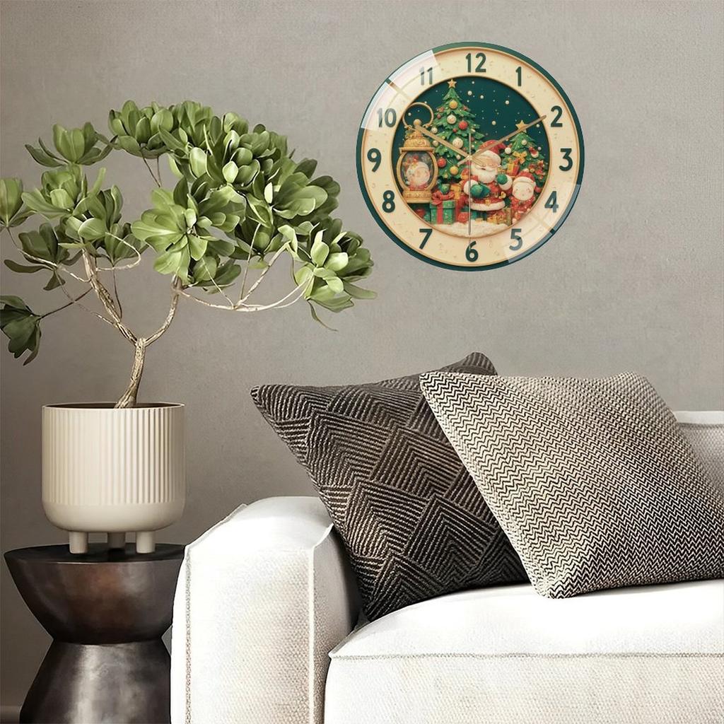 Customized Round Glass Wall Clock 30cm Diameter Personalized Logo Modern Minimalist Home Office