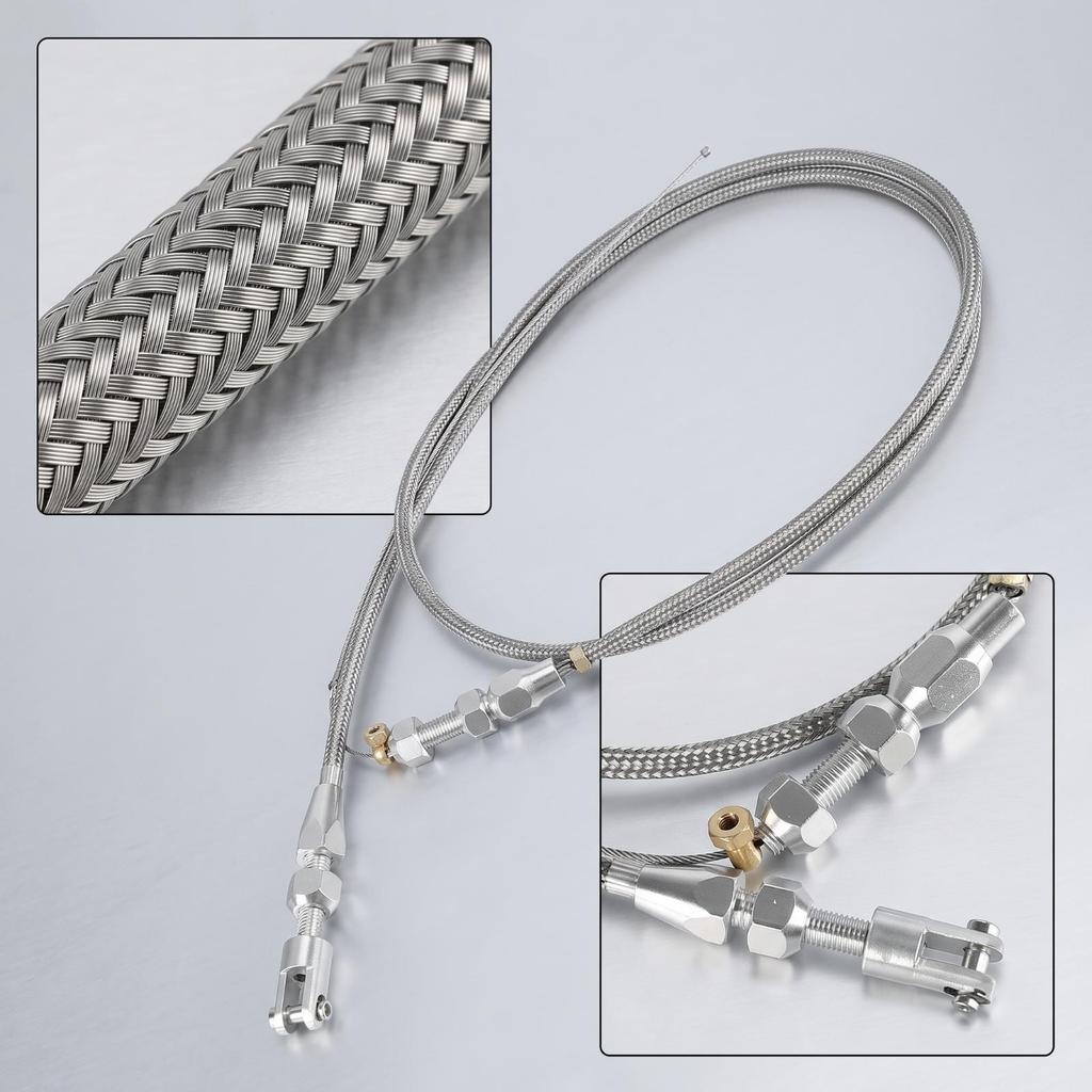 Adjustable Braided Throttle Cable Flexible with Clevis Metal