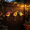 Garden Cartoon Bird Wall Art Decors Set of 3 Colorful Acrylic Hanging Art Piece Plaque for Fence or Wall Decorative Ornaments