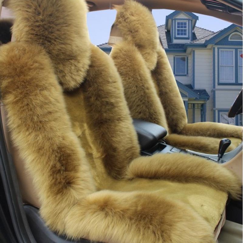 One-Piece Wool Car Seat Cushion - Plush Fur Winter Pad