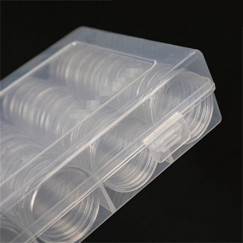 100pcs/set 30mm Clear Coin Capsule Holder Case Transparent Collectable Coin Storage Box for Commemorative Coin Medal Container