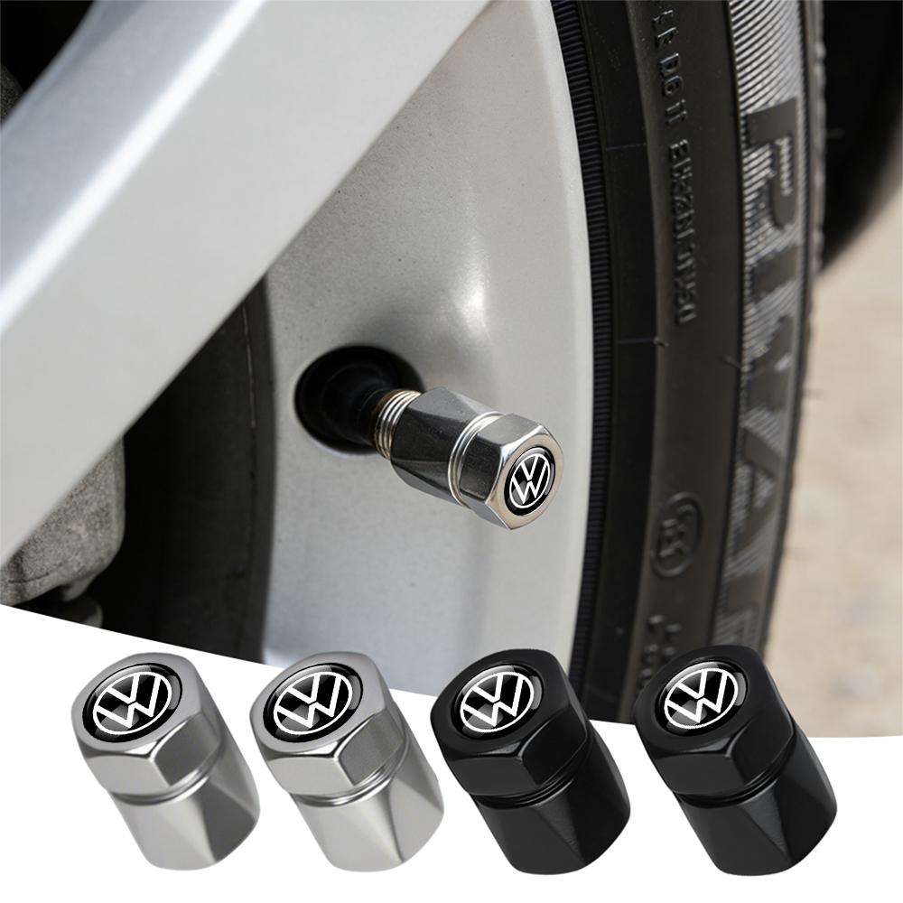 ABCD1 4Pcs Car Tire Valve Caps Metal Wheel Dust Covers Accessories For Volkswagen GTI Golf Polo Passat VW CC Tiguan T-ROC Jetta Taigo