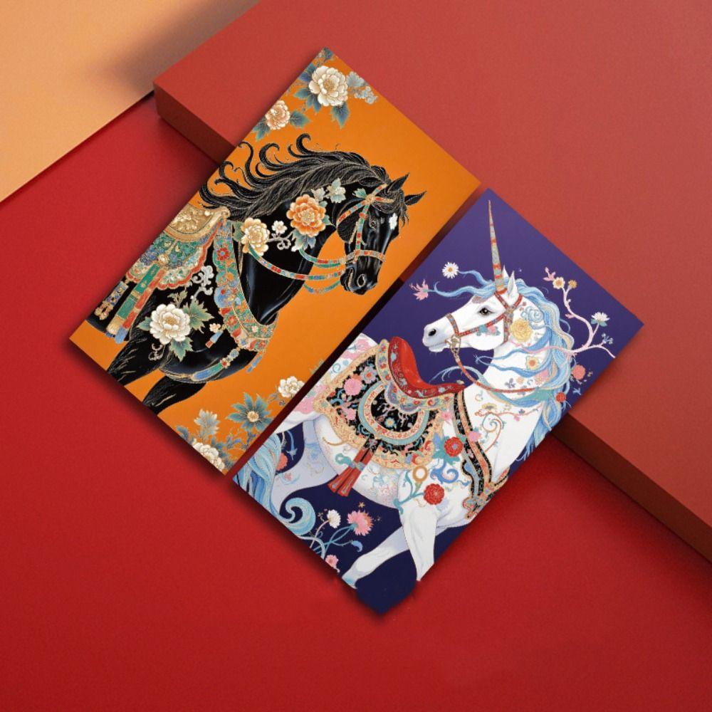 6pcs Cartoon Money Envelope Horse Year Design Lucky Red Pockets Gift Envelopes Wedding