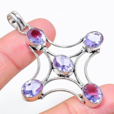 Amethyst Gemstone 925 Sterling Silver Jewelry Pendant 2.44" U1G10