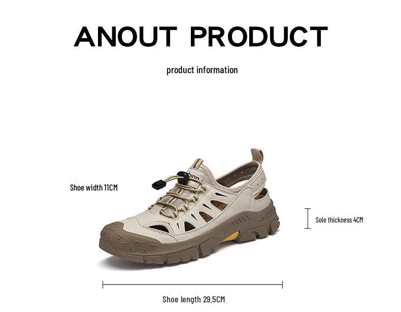 2025 Men's Breathable Closed-Toe Summer Sandals - Casual Large Size Beach Mesh Shoes