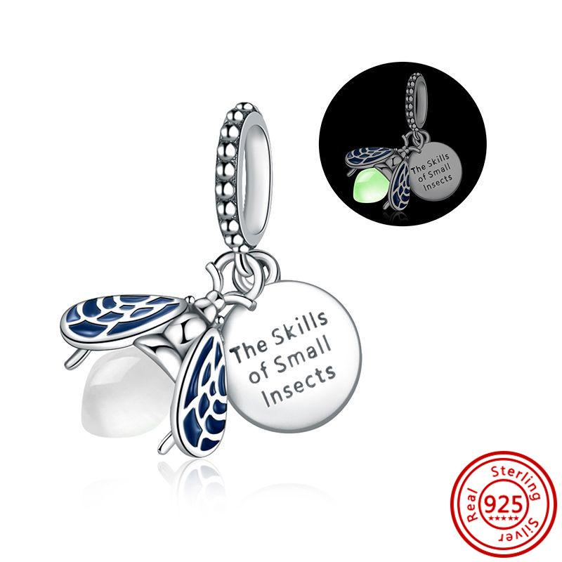 

Подходит для браслетов с шармами Pandora 925 медь Светящийся в темноте Привидение Тыква Светлячок Лампочка Насекомое Светящаяся подвеска Бусины Циркон