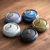 Round Ashtray with Lid Ceramic Wind-proof Fly Ash Ashtray Household Living Room Luxury Creative Decorative Accessories Ashtray