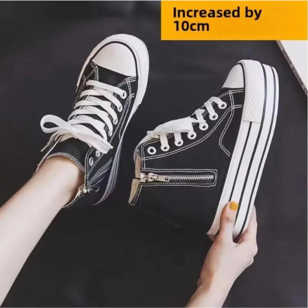 Women's Canvas Flat Shoes New Spring/autumn Double-sided Zipper Board Shoes Korean Style Versatile Thick Sole Sneakers