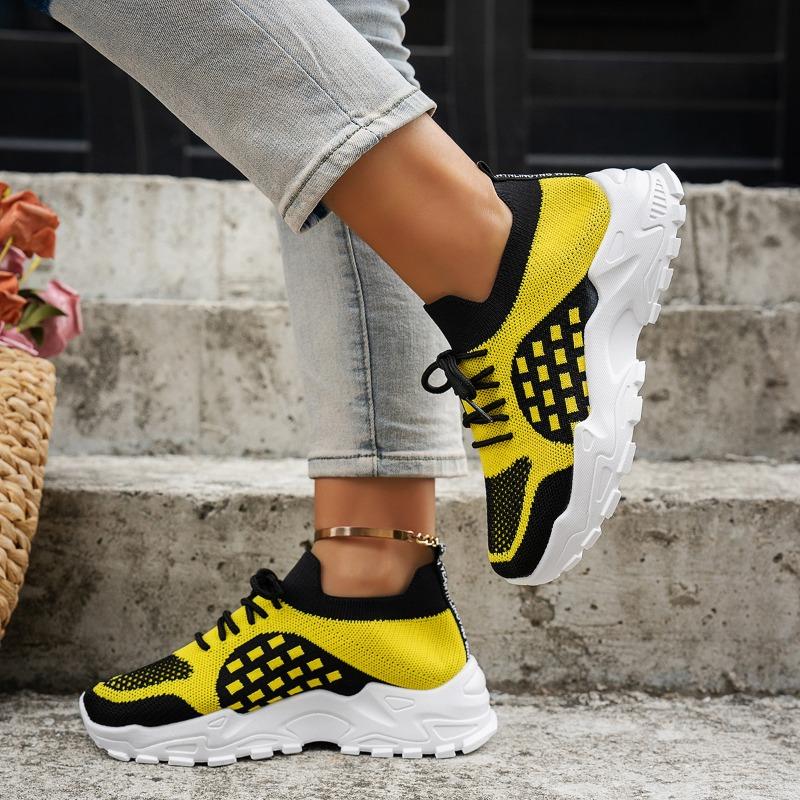 Women's shoes fly-woven breathable dad shoes women's fashion versatile sports shoes platform casual trendy shoes casual and comfortable