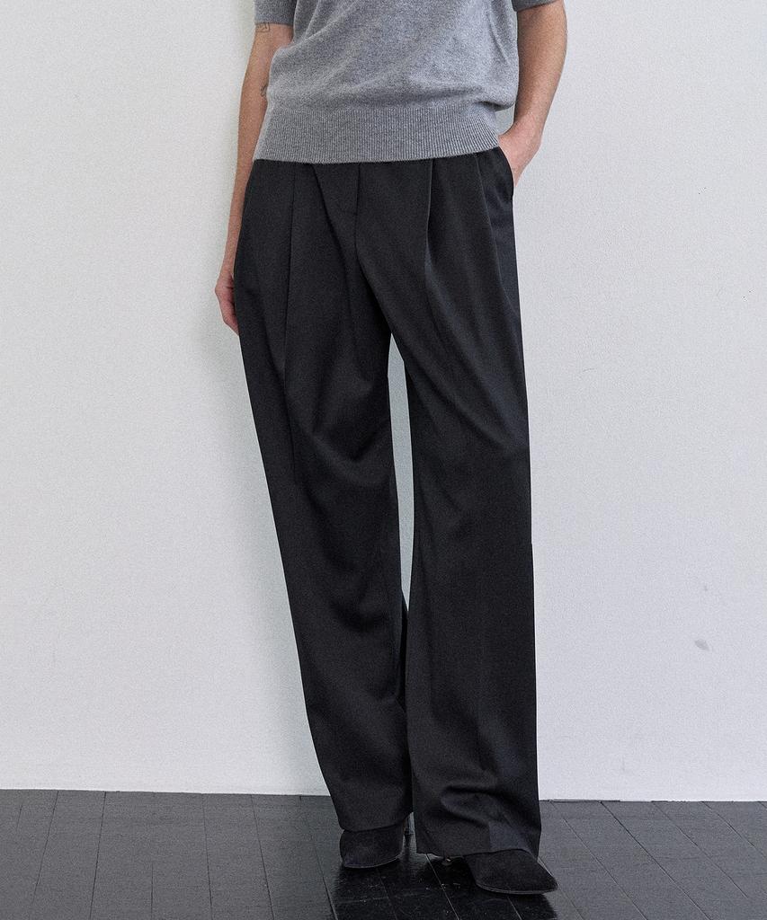 PELOTE Wool Double Pleated Wide Pants (2 Colors)