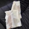 Lace Patchwork Sweet Pants Women Casual Korean High Waist Fashion Straight Trousers Loose Chic Female Summer Design Pants