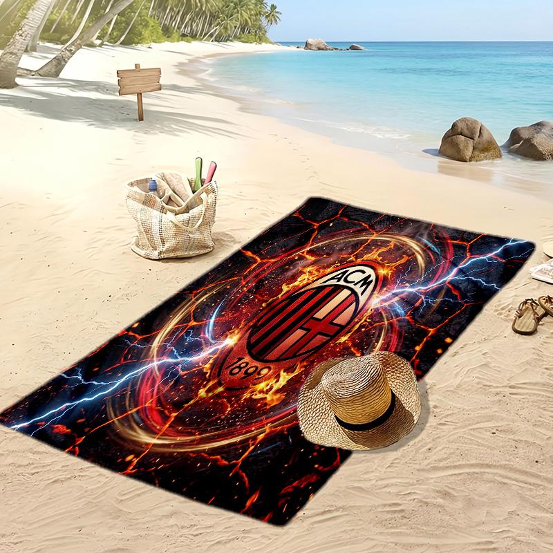AC Mailand Bedrucktes Strandtuch Schnelltrocknendes Weiches Handtuch Tragbare Große Rechteckige Stranddecke für Reisen Schwimmbad