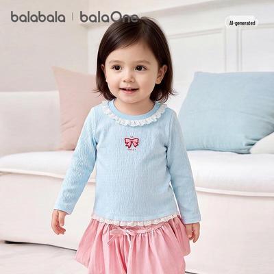 Balabala Girls Floral Long-Sleeve Cotton-Blend T-Shirt
