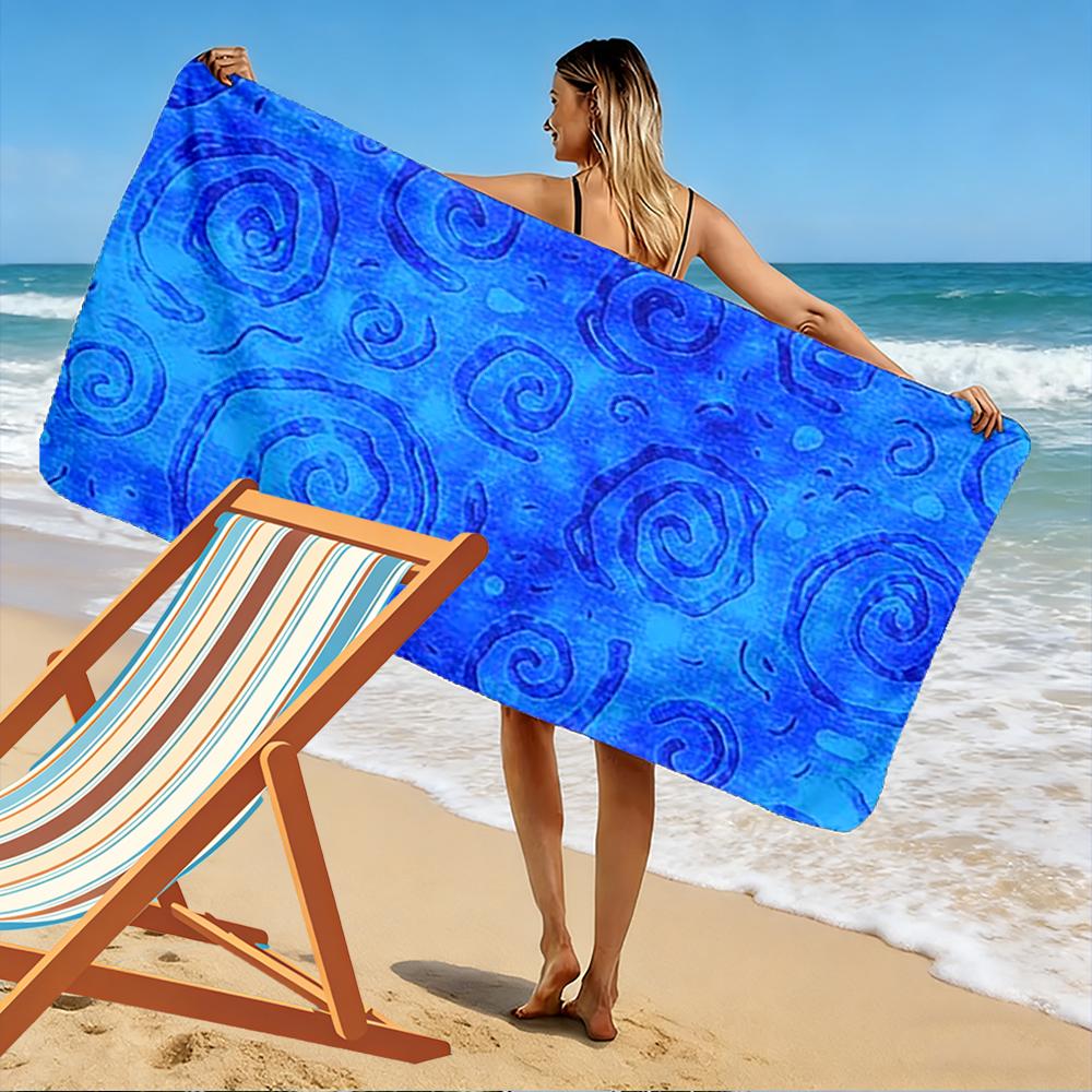 Blue Swirl Pattern Design Towel Beach towel quick-drying for travel outdoor sports jogging beach and swimming