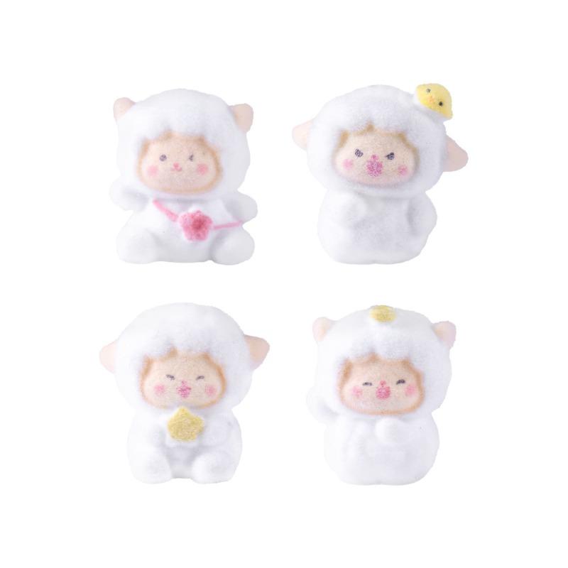 Plush Figurines Cute Little Sheep Figurines Adorable Decorative Items KeychainsBags Hanging Accessoriesand Small Ornaments