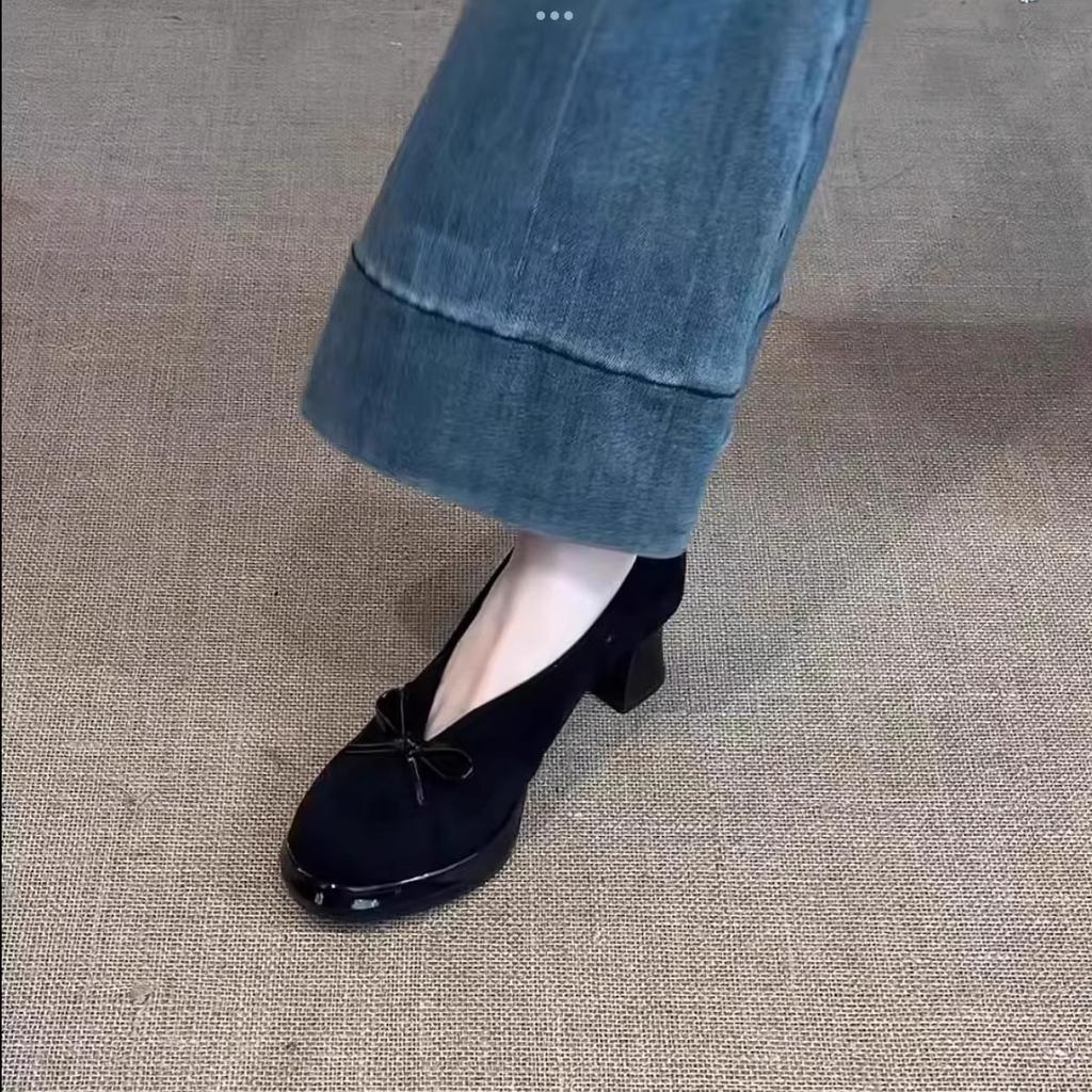 Wiosna Jesień Platforma Mary Jane Buty Damskie Grube Wysokie Obcasy Buty Vintage Wsuwane Kokarda Czółenka 2026 Nowe