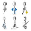 Real 925 Sterling Silver Love Sports Tennis and Rackets Pendants Fit Bracelet Jewelry Making  Lots Bulk Gift Party