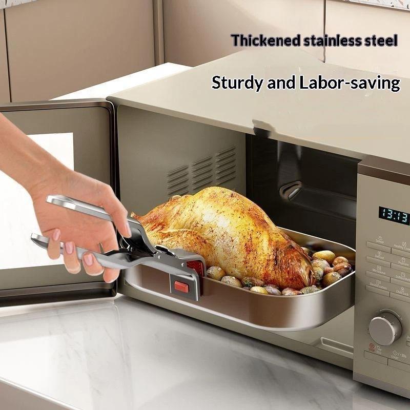 Stainless Steel Anti Scald Bowl Gripper One Hand Operation Labor Saving Kitchen Tool for Hot Dishes Plates Home Cooking