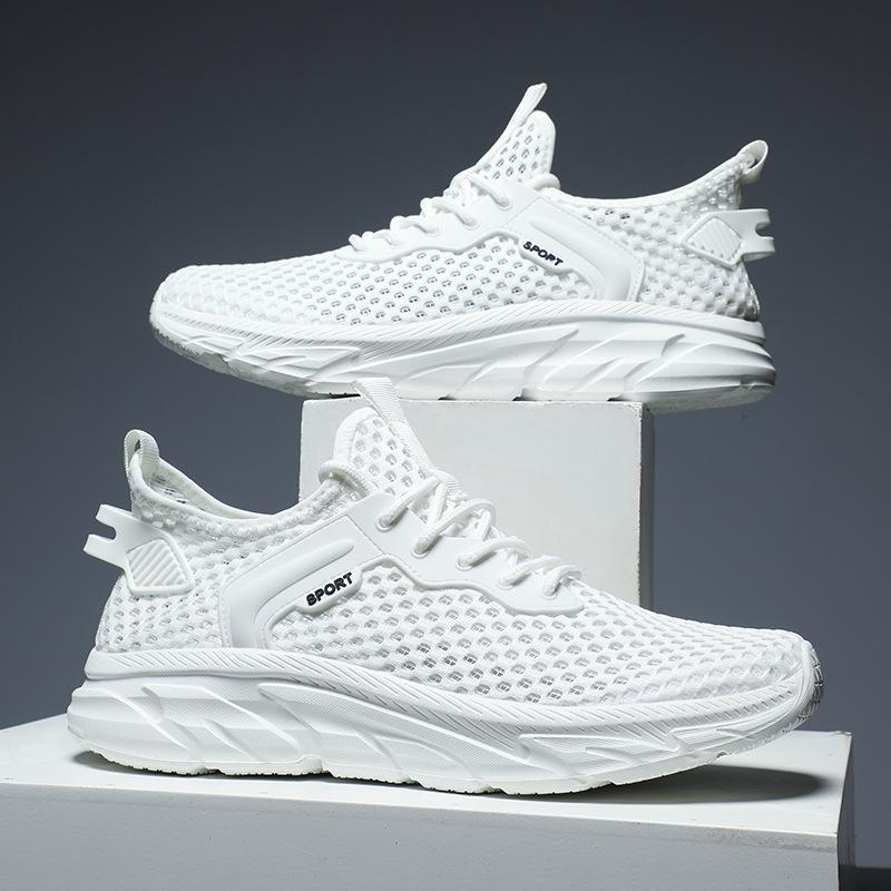 

New sports shoes large size summer mesh men s shoes hollow running shoes breathable casual shoes 49 белый