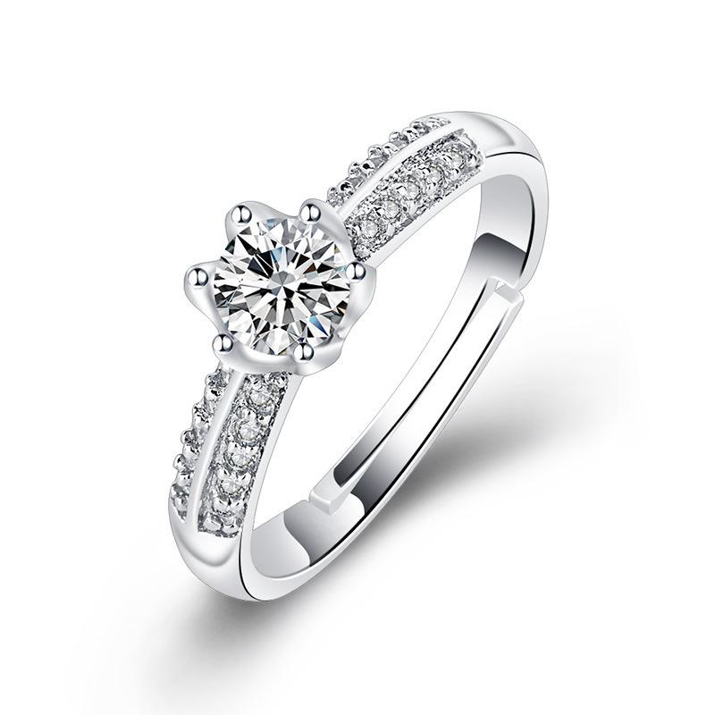 Original 925 Sterling Silber Ring Hohe Qualität Verstellbare Öffnung AAA Zirkonia Für Damen Hochzeit Feiner Modeschmuck Geschenk