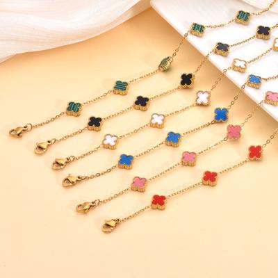 Bracciale Quadrifoglio 9mm Modelli Piccoli Acciaio al Titanio Moda Donna Quadrifoglio Bracciale da Donna