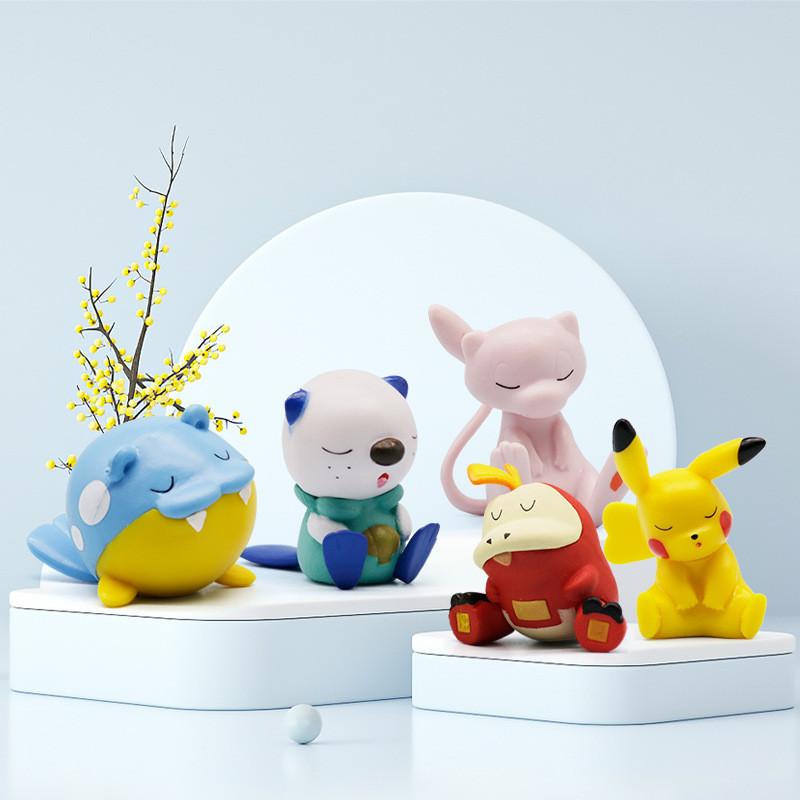 Pikachu 5pcs Sleeping Action Figure Capsule Toy Anime Collectible Doll