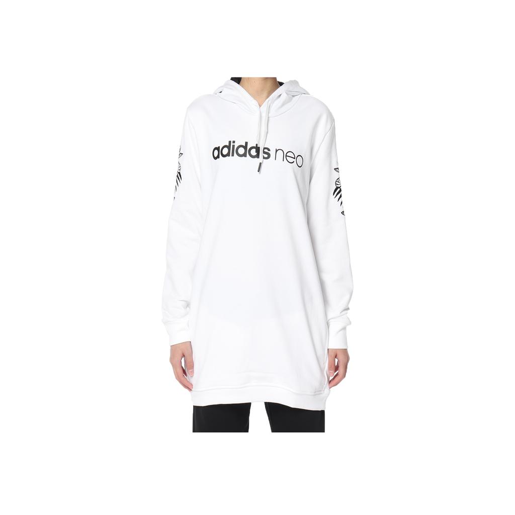 adidas Neo OS Embroidered Hoodie College Style Pullover Casual Long Sleeve Sweatshirt Women Hoodies White DM4291