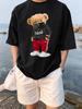 Sports Cartoon Bear Wearing Mask Prints TShirts Womens Summer Cotton Short Sleeve Tees ONeck Soft Loose Tops Casual Clothes