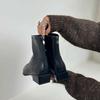 Pointed French Short Boots Women's Shoes Autumn and Winter New Soft Leather Martin Boots Thick Heel Versatile Chelsea Thin Boots