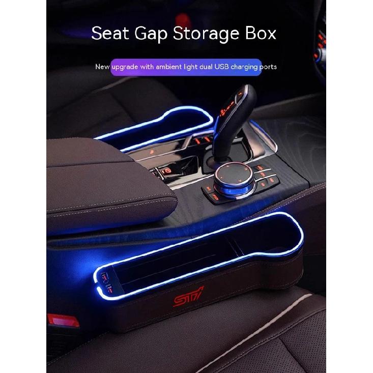 For Subaru STI Outback Brz Wrx Xv Ascent Forester Impreza Legacy Car Sewn Seat Gap Crevice Slot Storage Box light USB Charging