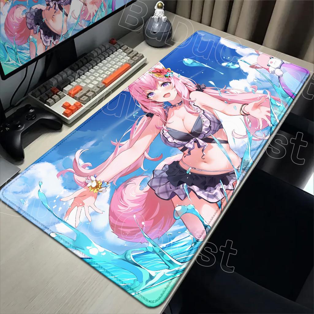 Cute Pink Anime Girl Hakui Koyori Mouse Pad Kawaii Hololive Large Table Mat Laptop Keyboard Pad XXL Mousepad PC Gamer Carpet Mat