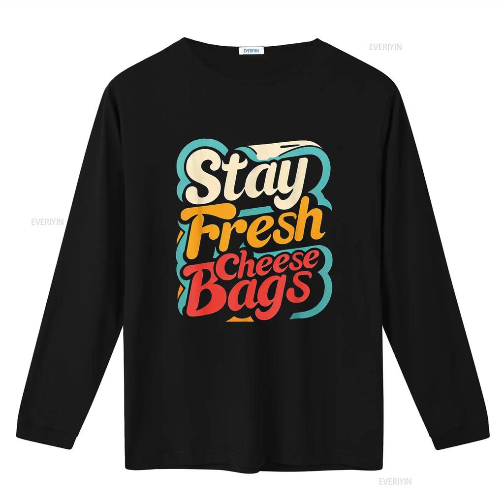 Stay Fresh Cheese Bags T Shirt vintage Washed homme Casual Stylish Unisex fashion Comfortable Soft Slightly designer clothes