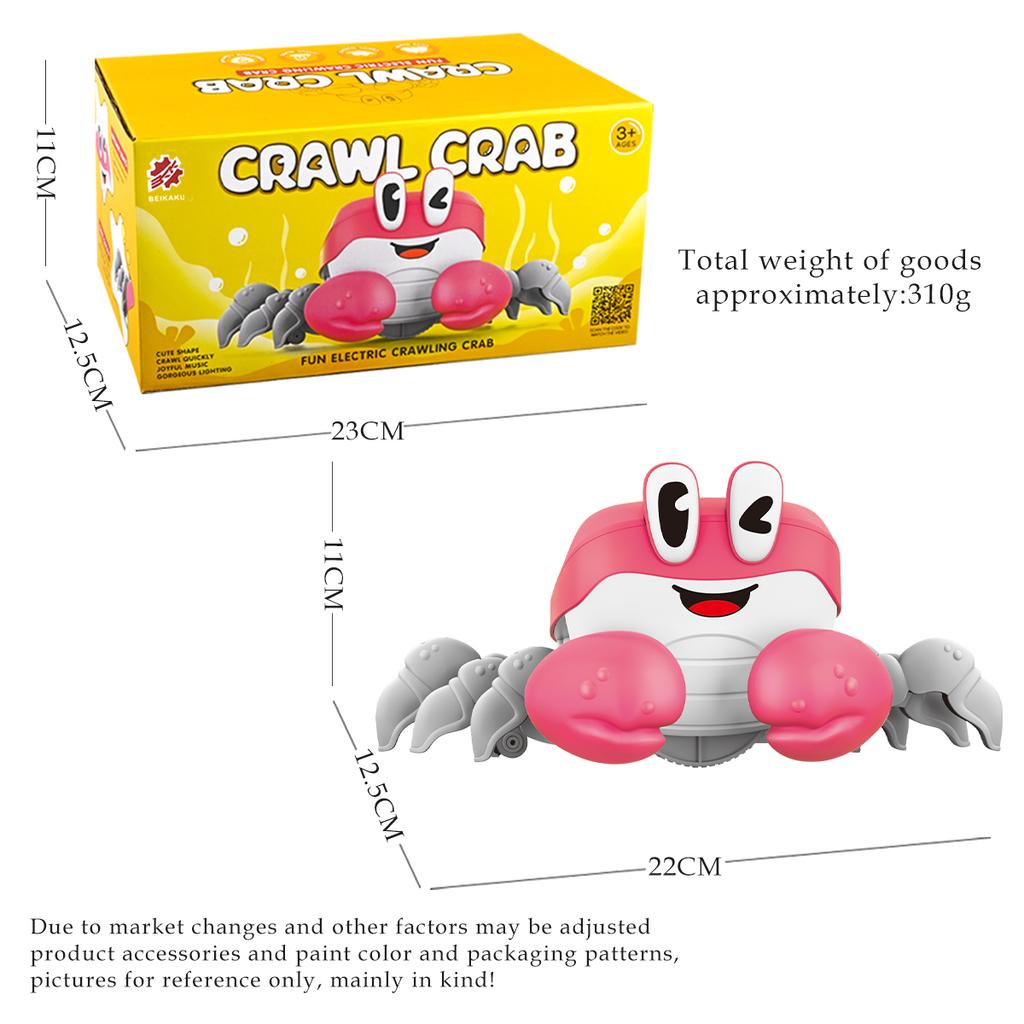 Krabbelnde Krabbe Babyspielzeug, Krabbeln lernen Spielzeug Krabbe mit Musik Tanzen Laufen Bewegen Induktion Geschenke für 3+ Jungen und Mädchen